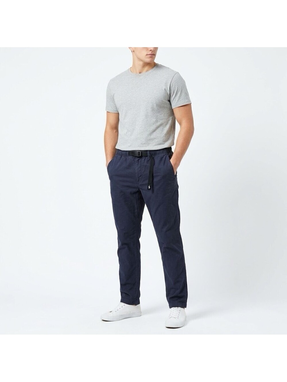 Polo Ralph Lauren Mens XL Belted Chino Pants Elastic Waist Navy Blue Classic Fit